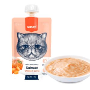 پودینگ گربه ونپی با طعم ماهی سالمون، مرغ و هویج وزن ۹۰ گرم