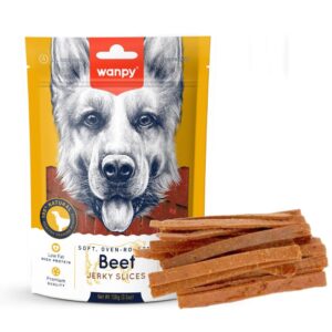 تشویقی نواری سگ ونپی گوشت گاو کبابی مدل Beef Jerky Slices وزن 100 گرم