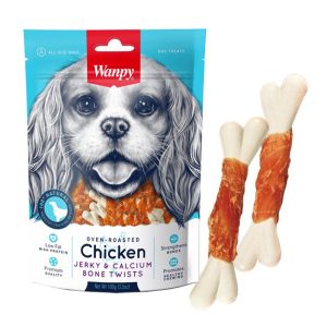 تشویقی سگ ونپی مدل Chicken Jerky & Calcium Bone Twists وزن 100 گرمی