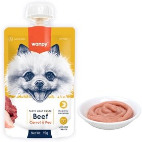 پودینگ سگ ونپی مدل Beef با طعم گوشت گاو هویج و نخود فرنگی وزن 90 گرم