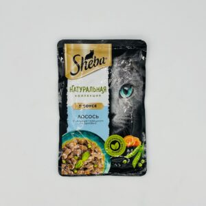پوچ گربه شبا Sheba Natural Collection With Salmon In Sauce با طعم ماهی سالمون و سبزیجات در سس وزن 75 گرم