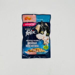 پوچ گربه بالغ فلیکس مدل Salmon & Trout In Jelly طعم سالمون و قزل‌آلا وزن ۷۵ گرم