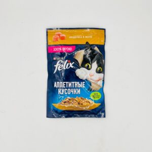 پوچ گربه بالغ فلیکس مدل Felix Turkey in Jelly طعم بوقلمون در ژله وزن ۷۵ گرم