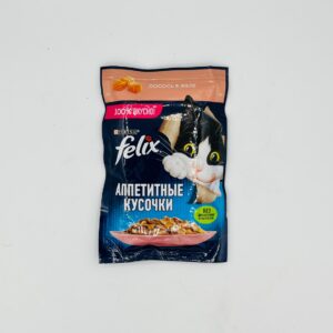 پوچ گربه بالغ فلیکس مدل Felix Salmon in Jelly طعم ماهی سالمون در ژله وزن 75 گرم