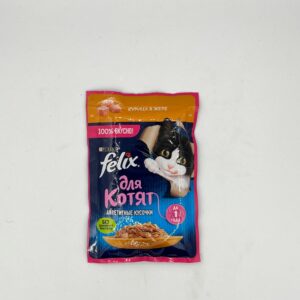 پوچ بچه گربه کیتن فلیکس مدلfelix Chicken Flavor in Jelly پورینا طعم مرغ در ژله 75 گرم