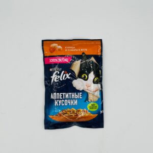 پوچ گربه بالغ فلیکس مدل Felix Chicken & Tomato in Jelly طعم مرغ و گوجه در ژله وزن ۷۵ گرم