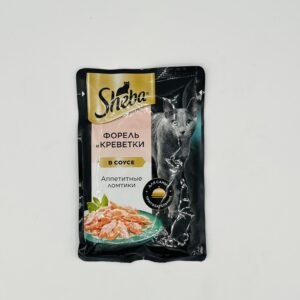 پوچ گربه شبا Sheba Shrimp & Fish in Sauce طعم میگو و ماهی قزل آلا در سس 75 گرم