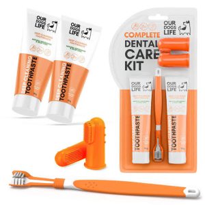 ﮐﯿﺖ ﮐﺎﻣﻞ ﻣﺮاﻗﺒﺖ از دﻧﺪان سگ our dogs life Dog Toothpaste & Toothbrush Set اور داگز لایف ﺳﺖ ﺧﻤﯿﺮدﻧﺪان و ﻣﺴﻮاك ۱۰۰ گرم