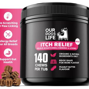 مکمل جویدنی تقویتی سگ our dogs life Itch Relief Soft Chews اور داگز لایف برای خارش و آلرژی سگ تعداد 140 عدد