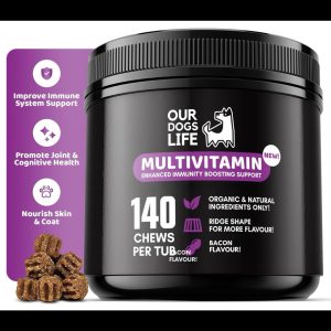 مکمل جویدنی تقویتی سگ our dogs life Multivitamin Soft Chews اور داگز لایف برای مولتی ویتامین سگ تعداد 140 عدد
