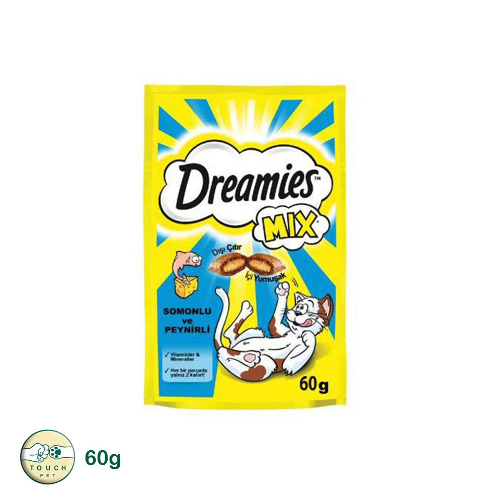 تشویقی گربه دریمیز Treat Biscuits with salmon and cheese Mix طعم ترکیبی سالمون و پنیر وزن 60 گرم