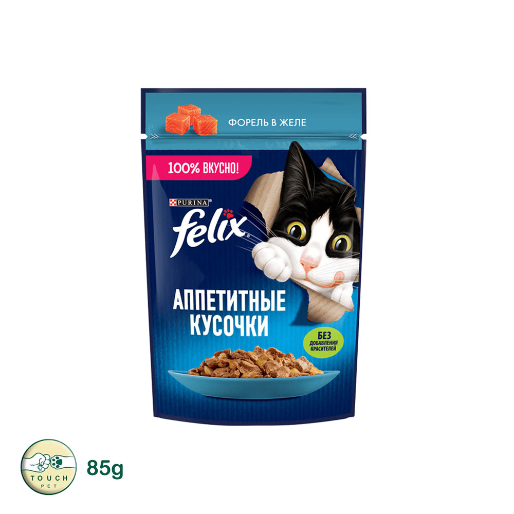 پوچ گربه بالغ فلیکس مدل Felix Appetizing pieces Tuna in Jelly با طعم ماهی تن در ژله وزن 85 گرم