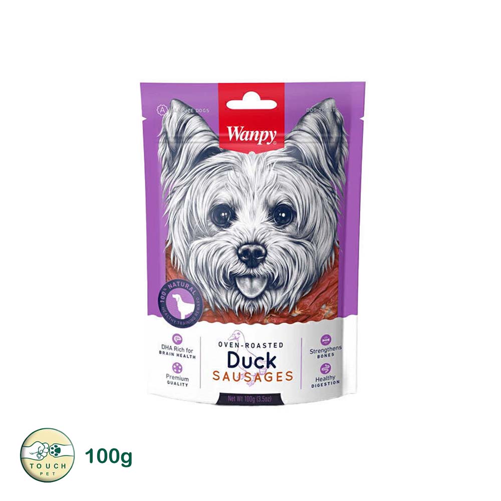 تشویقی سوسیسی سگ ونپی با طعم اردک مدل oven roasted duck sausages وزن ۱۰۰ گرم