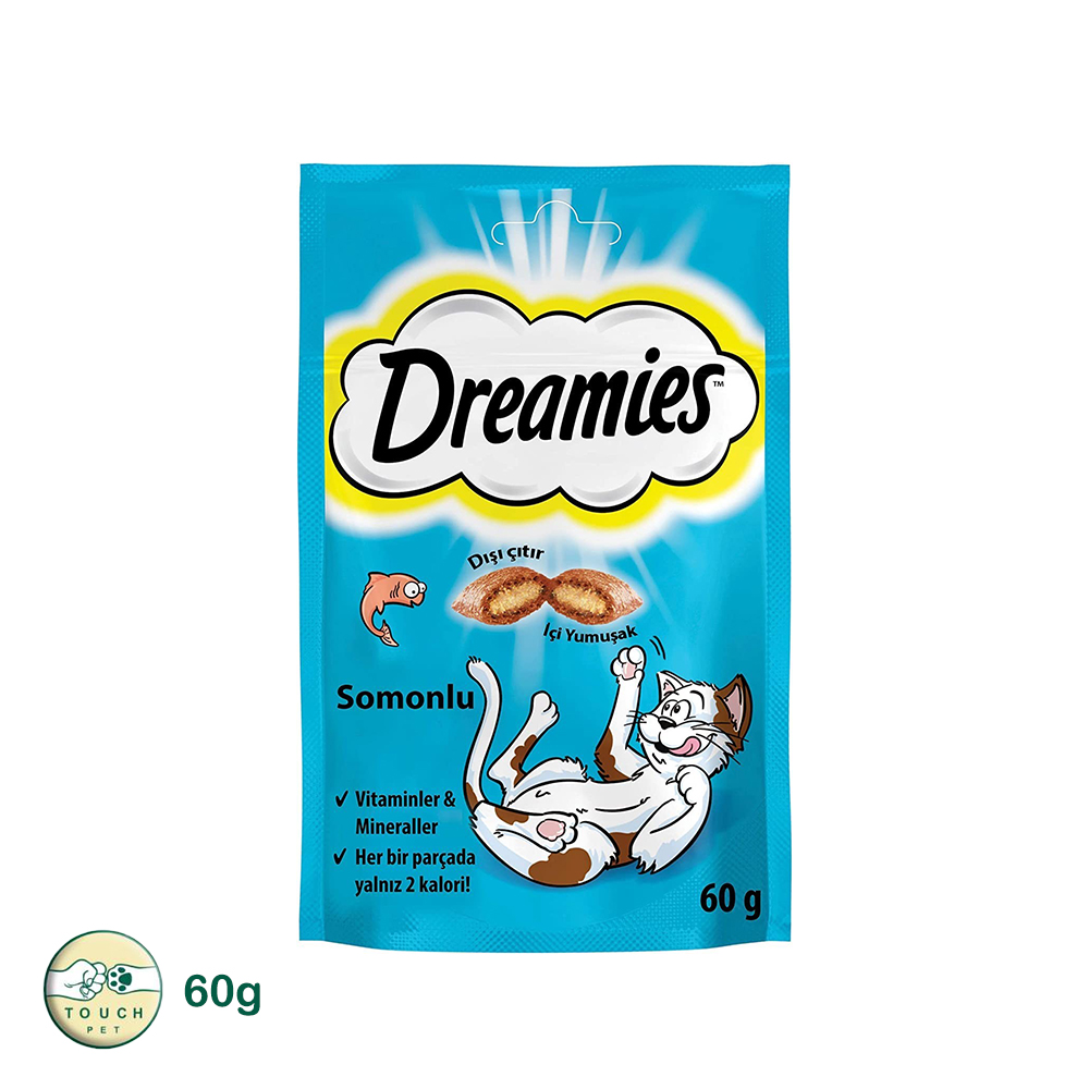 تشویقی گربه دریمیز Treat Biscuits With Salmon & Tuna طعم ماهی سالمون و تن ماهی وزن ۶۰ گرم